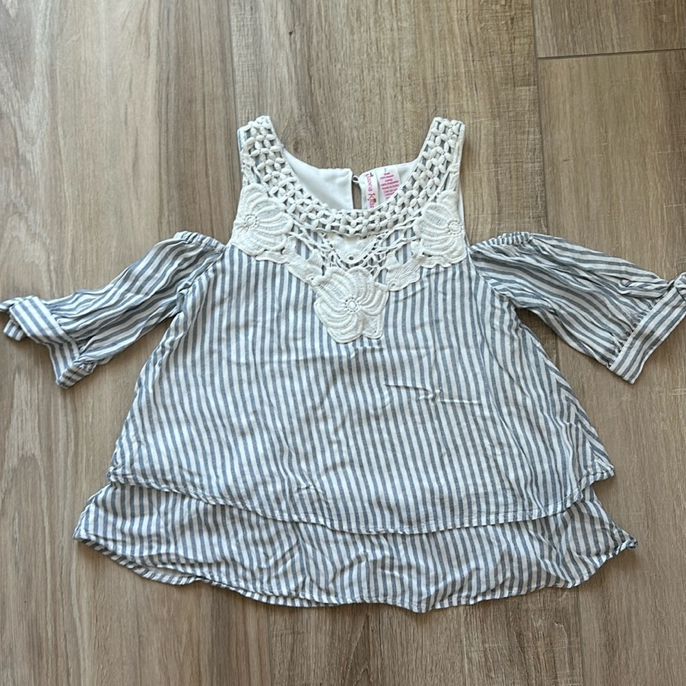 Off the shoulder striped embroidered kids top